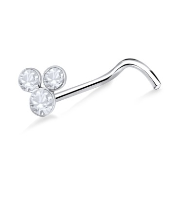 Stone Studded Clubs Silver Curved Nose Stud NSKB-92